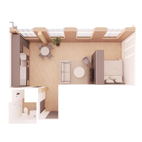 A small room with a bed, a sink, and a toilet.